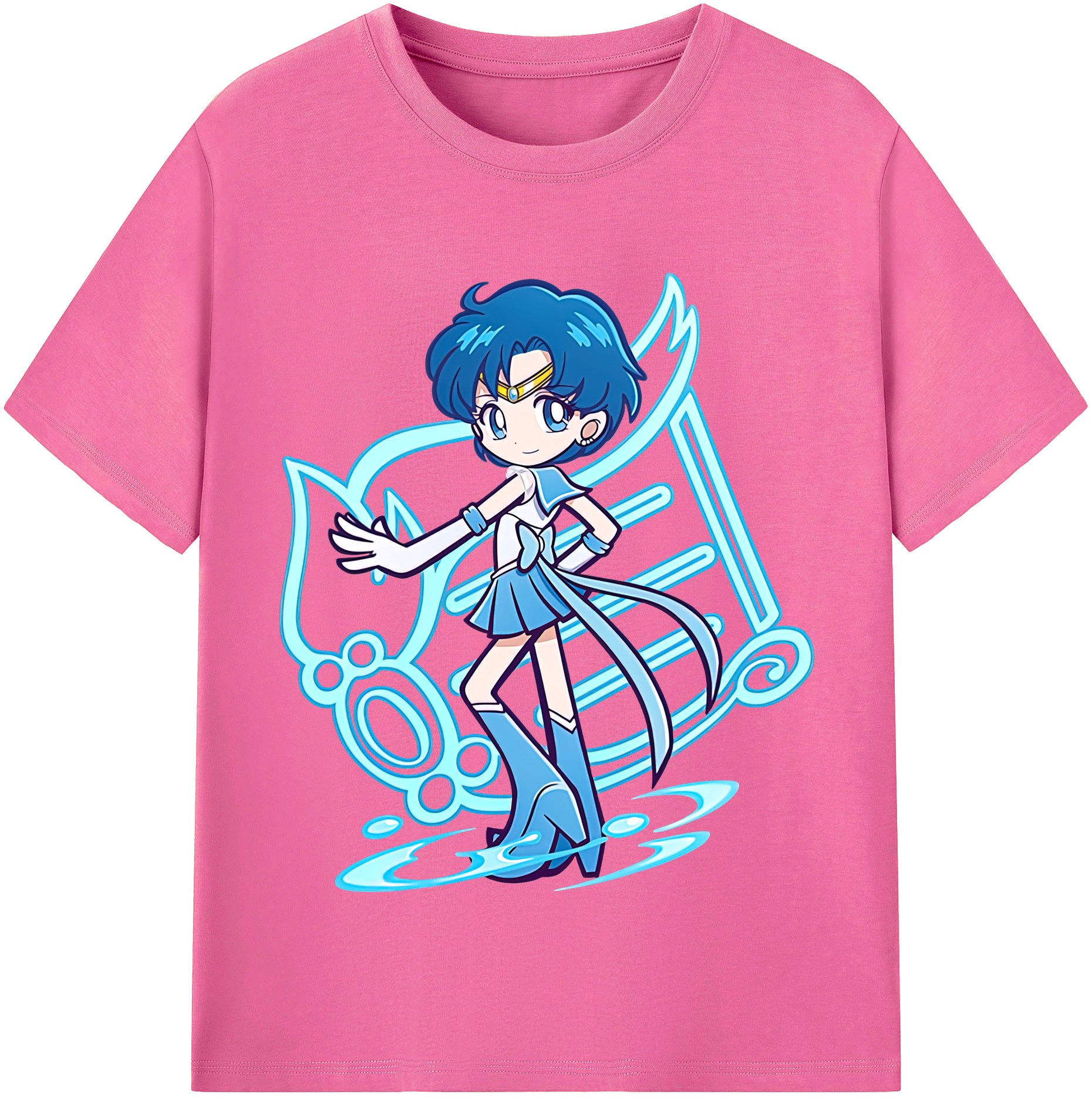 （画像用） 美少女戦士セーラームーン 水野 亜美 みずの あみ Sailor Moon Mizuno Ami レディースカジュアルプリントTシャツ（綿100％）